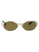 Bottega Veneta Silver-Silver-Green Metal Sunglasses