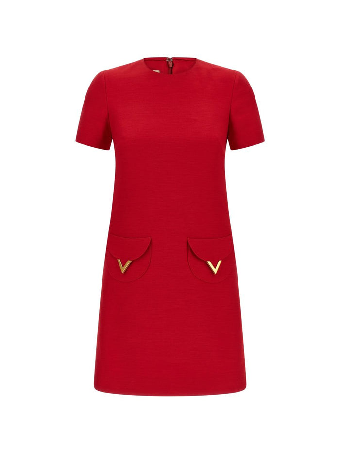 Valentino Vlogo Signature Wool And Silk Dress