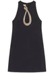 Valentino Garavani Rhinestone Snake Embroidery Crepe Couture Short Dress