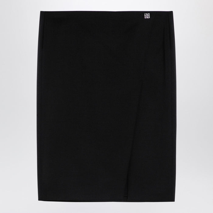Givenchy Black Wool Skirt With Metal Button 4G