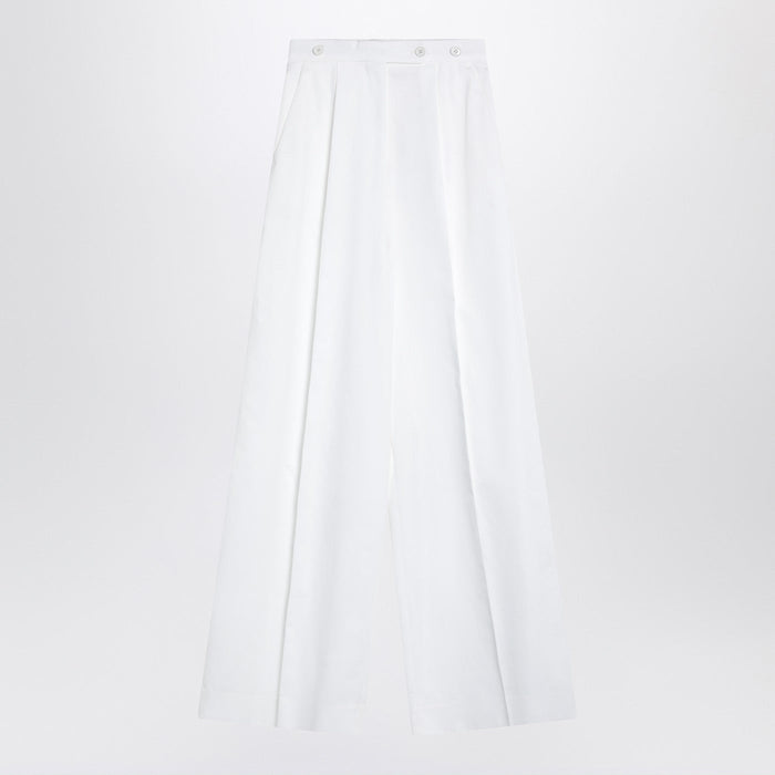 Givenchy White Pleated Cotton Trousers