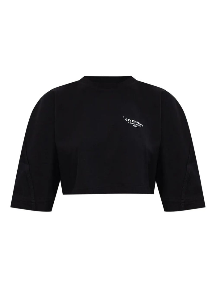 Givenchy Cropped Fit T-Shirt In Cotton With Givenchy Stamp Print