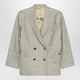 Blazé Milano Double-Breasted Beige Blazer With Pink Check Pattern