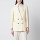 Blazé Milano Butter-Coloured Double-Breasted Jacket In Linen And Silk