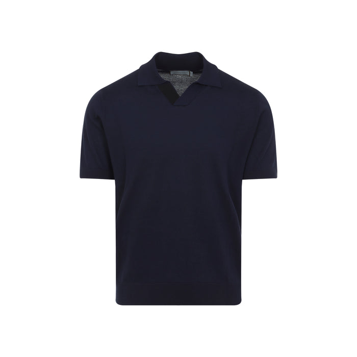 Canali Navy Blue Cotton Polo