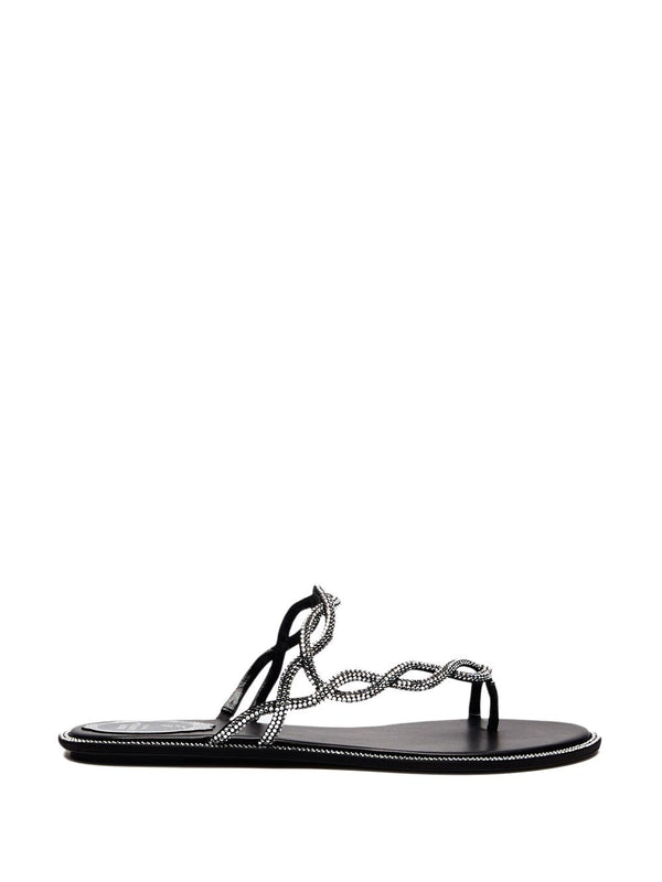 Rene Caovilla Black Flat Braid Sandal 10