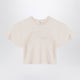 Chloé Light Pink Cropped T-Shirt With Logo Embroidery