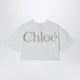 Chloé White Cropped T-Shirt With Logo Print