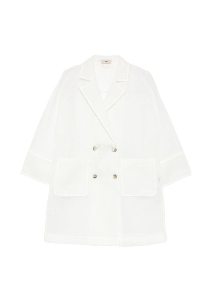 Herno Polyester Double-Breasted Mesh Coat