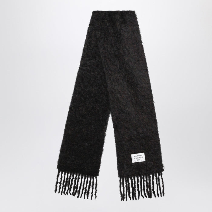 Acne Studios Black Wool Scarf With Logo