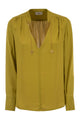 Elisabetta Franchi Georgette Shirt With Charms And Logo