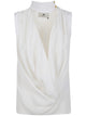 Elisabetta Franchi White Sleeveless High Collar Shirt