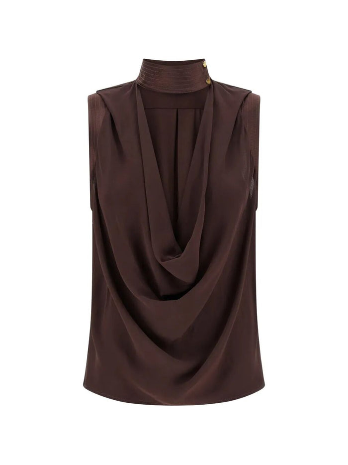 Elisabetta Franchi Top Sm Bullonado Cacao