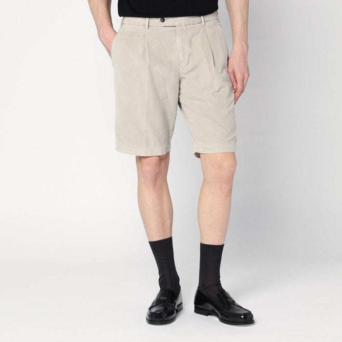 Pt01  Beige Cotton Bermuda Shorts