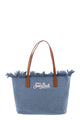 Mc2 Saint Barth Denim Beach Tote Bag With Leather Handles
