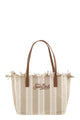 Mc2 Saint Barth Striped Cotton Tote Bag With Leather Handles