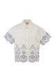 Mc2 Saint Barth Cropped Cotton Shirt With Floral Embroidery