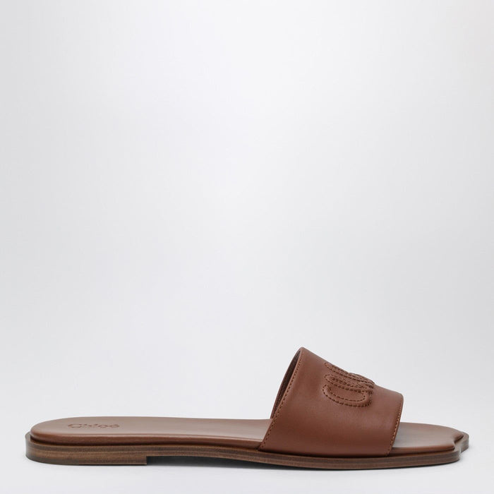 Chloé Soleil Mules In Ginger Brown Leather