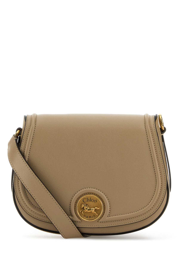 Chloé Cappuccino Leather Horse Medal Crossbody Bag