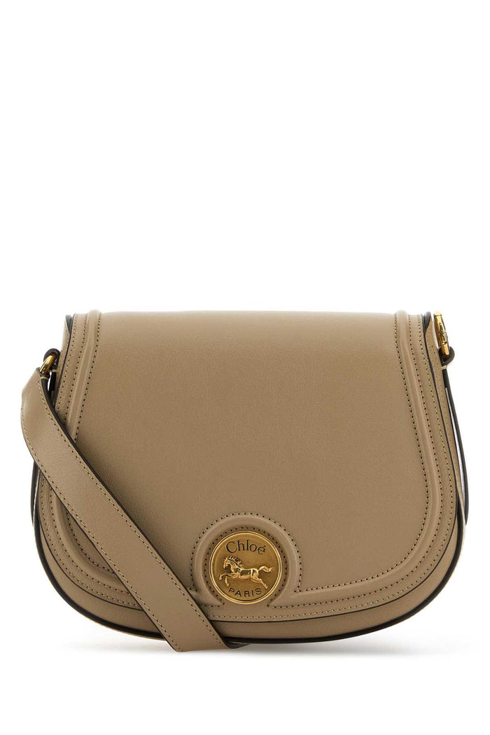 Chloé Cappuccino Leather Horse Medal Crossbody Bag