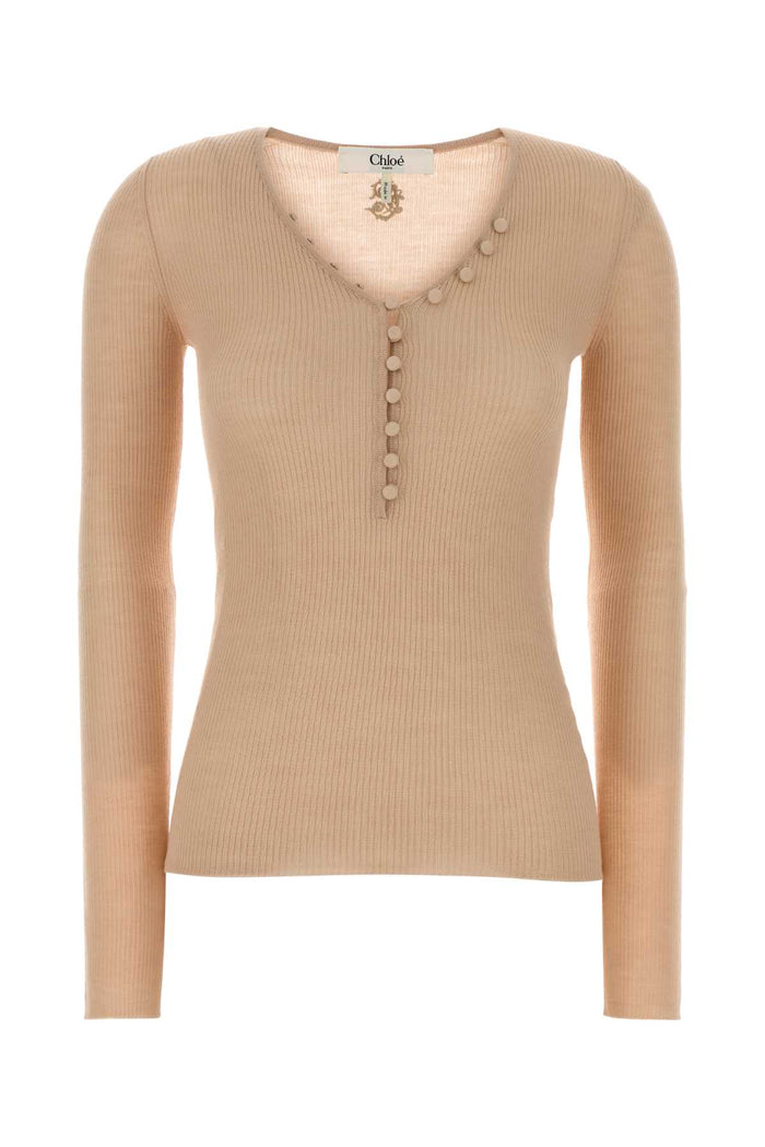 Chloé Chloé Wool V-Neck Henley Top