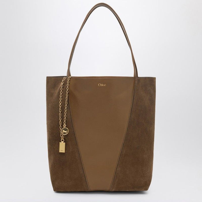 Chloé Brown Leather And Suede Chloã¨ Spin Shopping Bag