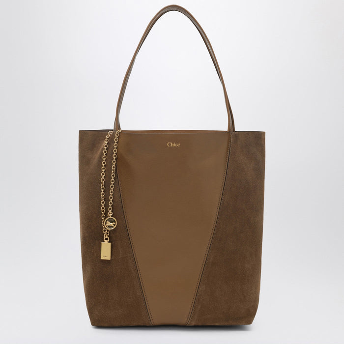 Chloé Chloé Spin Tote Bag In Leather And Suede Khaki