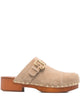 Chloé Beige Suede Jeannette Clog Wooden Sole