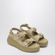 Chloé Beige Nama Sandal High Gold Buckles