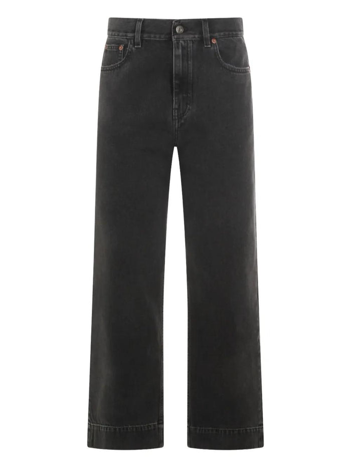 Chloé Black Washed Trousers Wide Leg