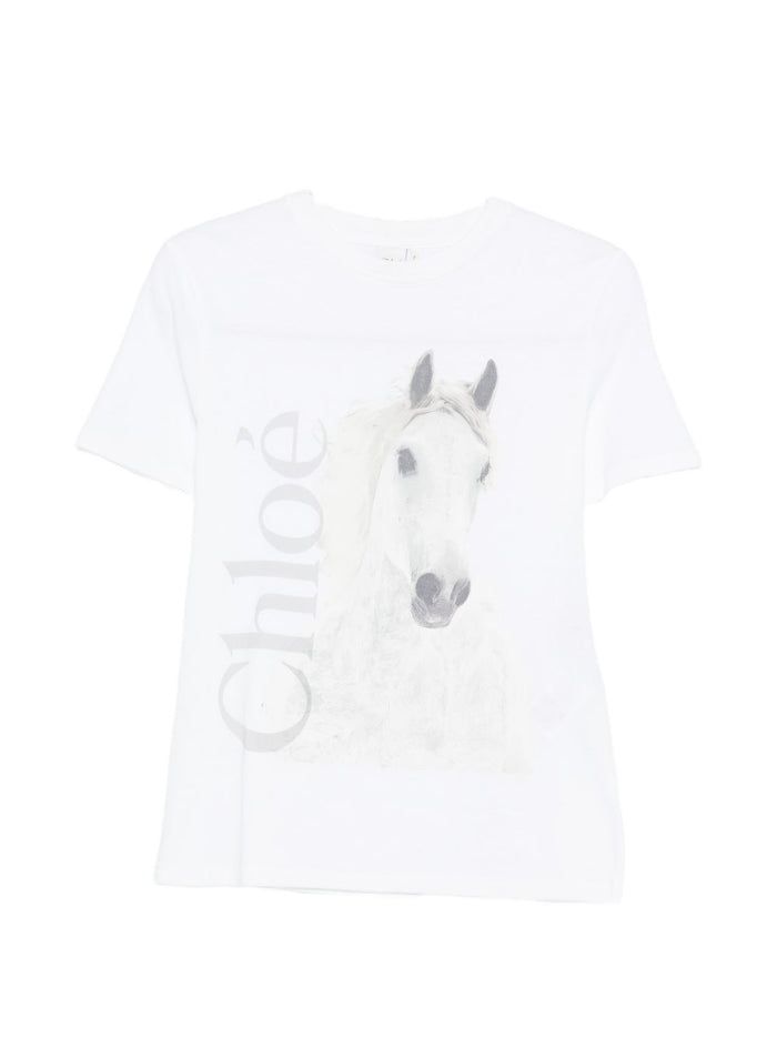 Chloé Faded Horse-Print Cotton Jersey T-Shirt
