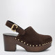 Chloé Jeannette Wedge Clogs In Suede Calfskin, Chocolate Brown