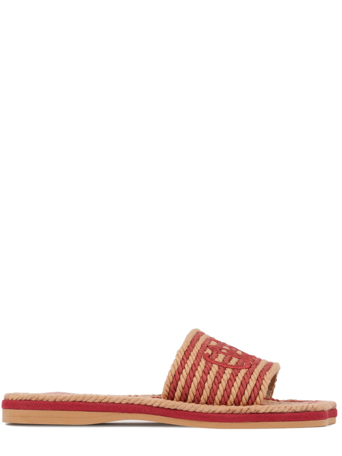 Chloé Embroidered Raffia Chloã¨ Sand Slippers