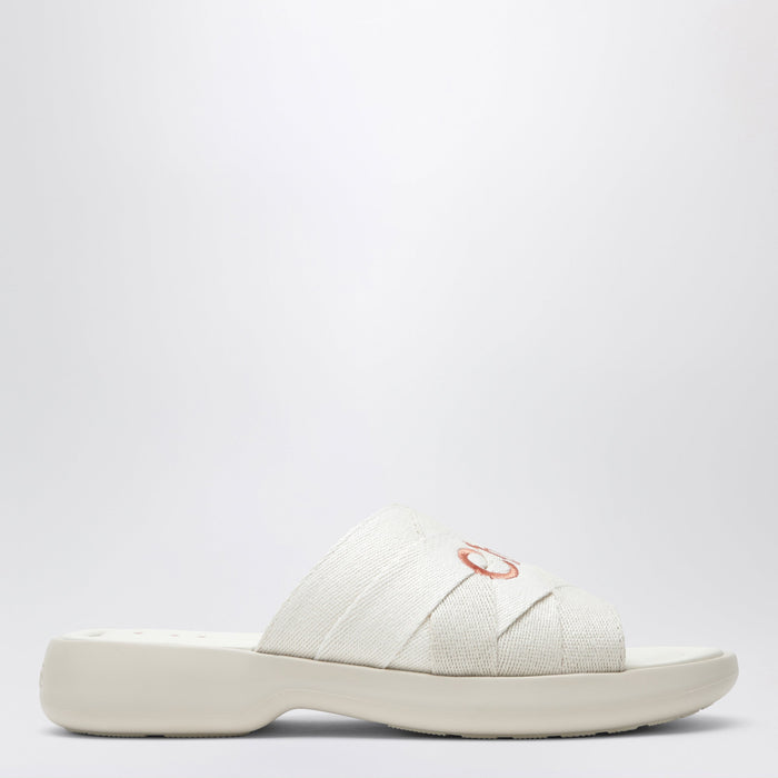 Chloé Poolette Clogs In Ivory Woven Linen
