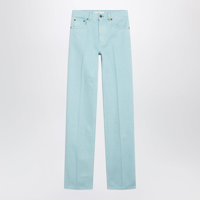 Chloé Straight Jeans In Turquoise Organic Cotton Denim