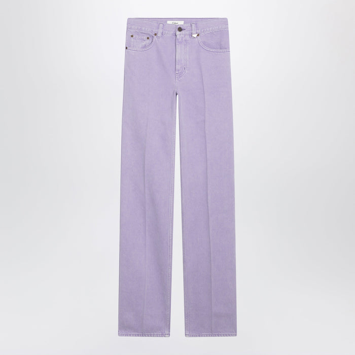 Chloé Straight Jeans In Lavender Organic Cotton Denim