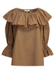 Chloé Casual Ruffled Brown Cotton Top