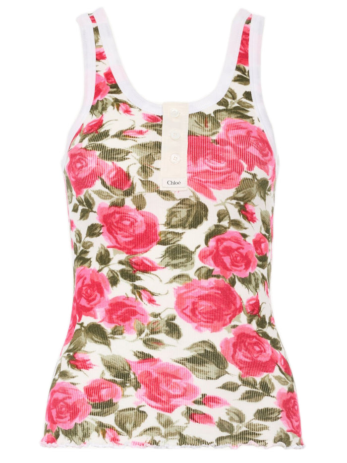 Chloé Henley Cotton Jersey Tank Top