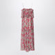 Chloé Long Silk Muslin Dress With Rose Print, White/Pink