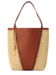 Chloé Two-Tone Raffia And Leather Chloã© Spin Shopping Bag