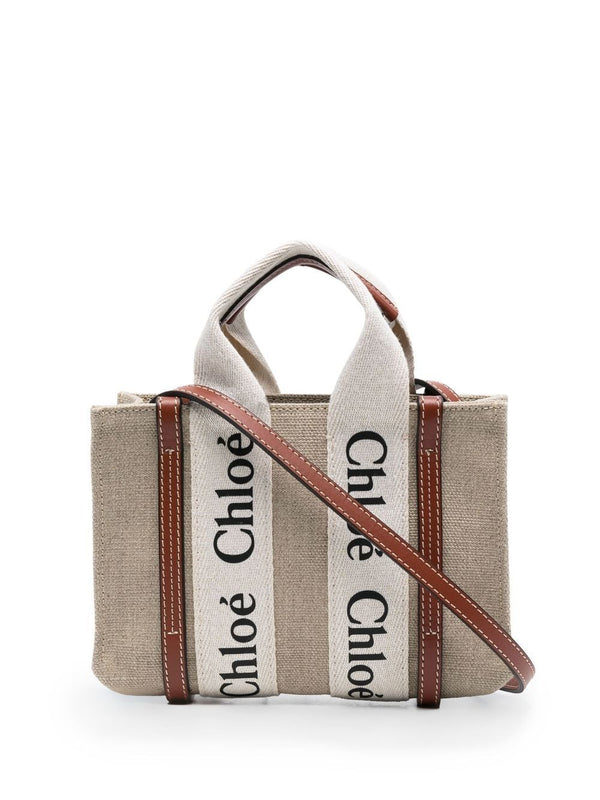 Chloé Woody Mini Linen Tote Bag