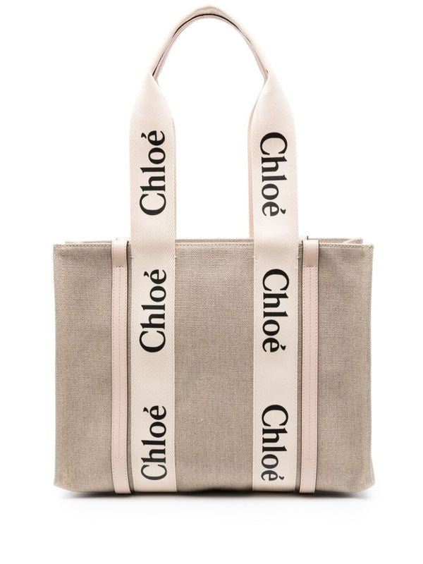 Chloé Woody Linen Tote Bag