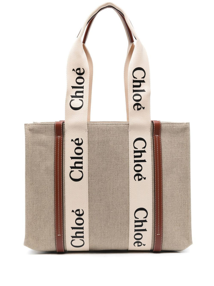 Chloé Woody Medium Linen Tote