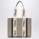 Chloé Medium Woody Tote Bag In Beige Canvas