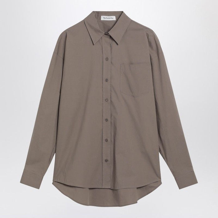 The Frankie Shop Taupe Ornella Asymmetric Shirt