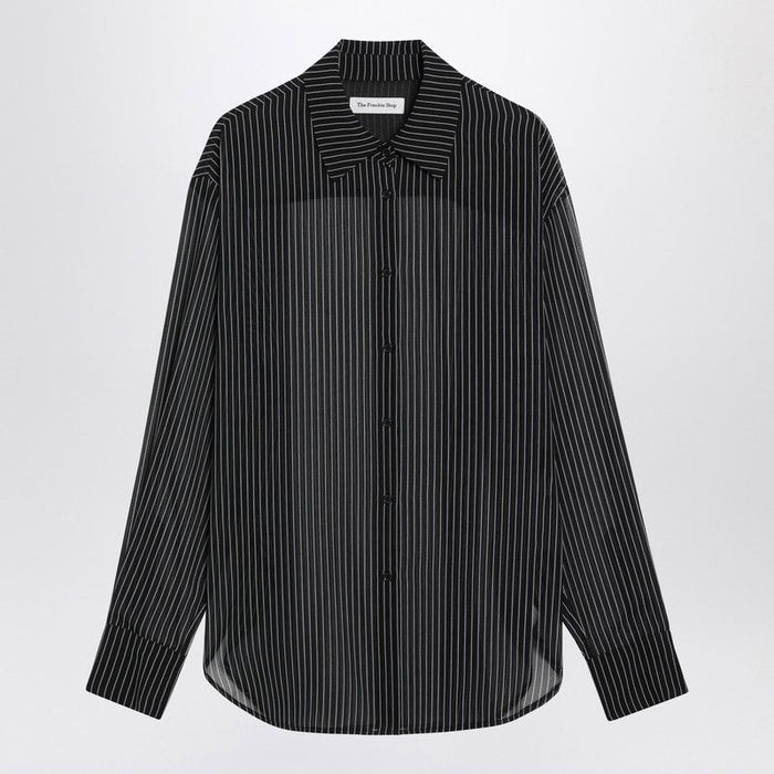 The Frankie Shop Black Peri Semisheer Striped Shirt