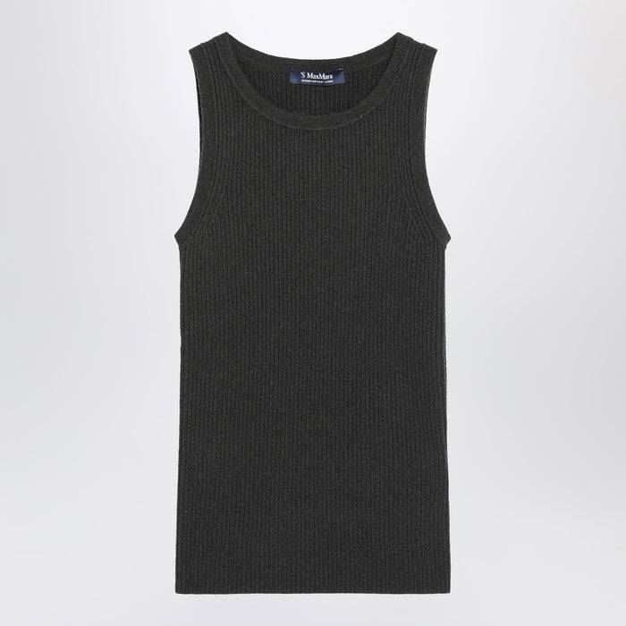 'S Max Mara Green Ribbed Tank Top In Wool And Cashmere