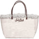 Mc2 Saint Barth White Velvet Fringe Logo Bag