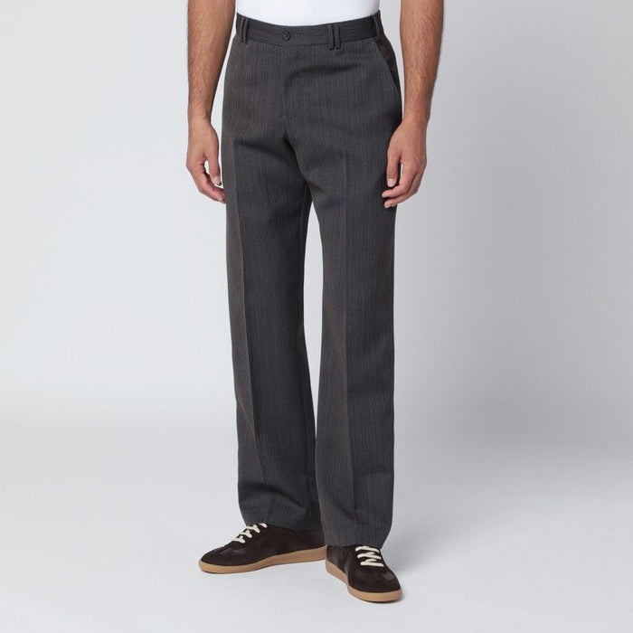 Pt01  Brown Striped Wool Trousers