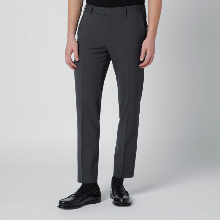 Pt Torino Grey Trousers In Wool Blend
